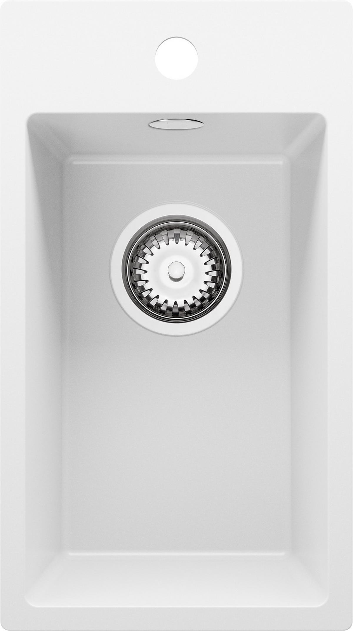 SPÜLBECKEN Riga, 2-er set Weiß 28/50 cm 1 Becken + Ablauf-Set ab 30er Unterschrank - Chromfarben/Weiß, Kunststoff (28/20/50cm) - Primagran