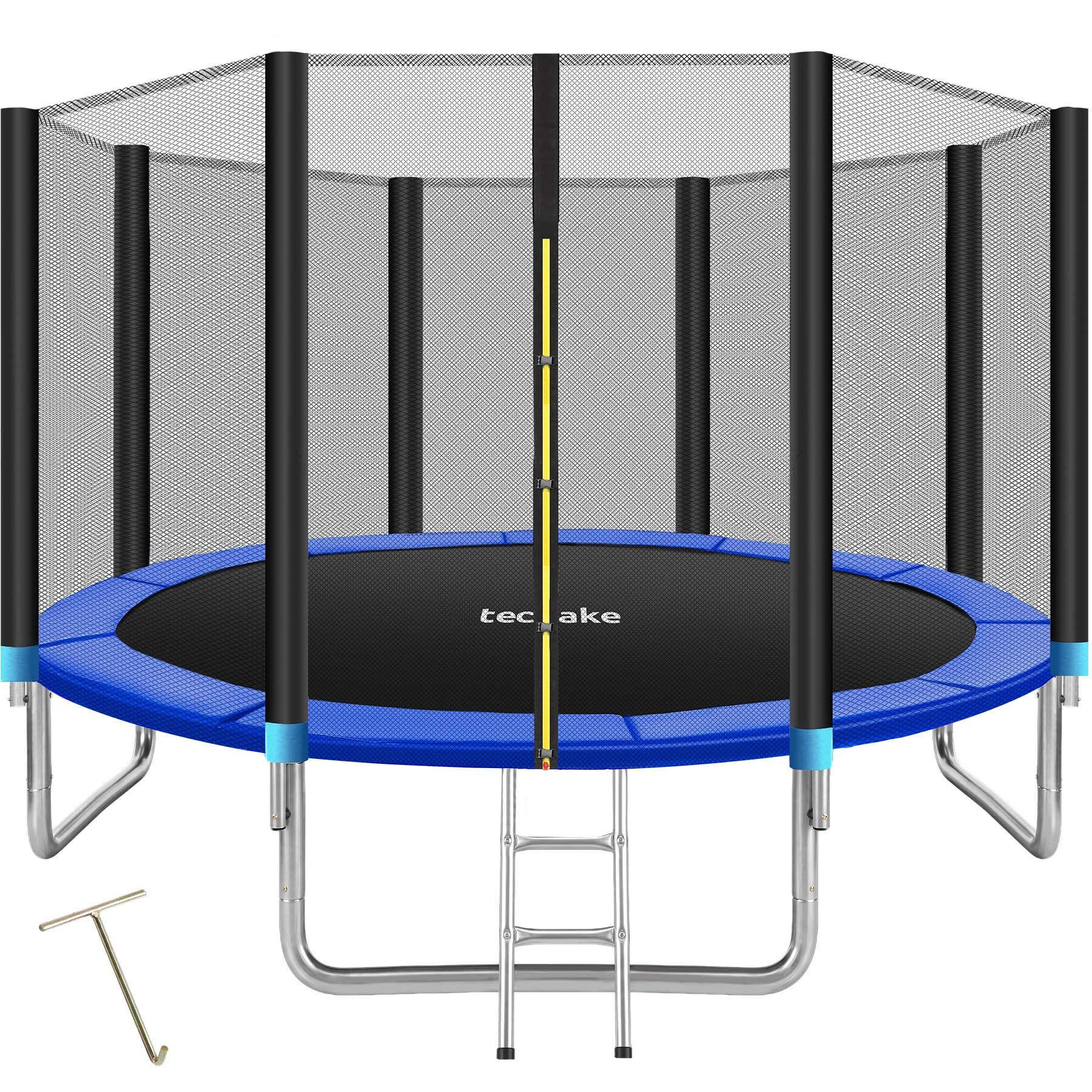 TRAMPOLIN Garfunky, inklusive Einstiegsleiter, schwarz/blau - Blau/Schwarz, Metall (396/260/396cm) - tectake