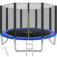 TRAMPOLIN Garfunky, inklusive Einstiegsleiter, schwarz/blau - Blau/Schwarz, Metall (396/260/396cm) - tectake