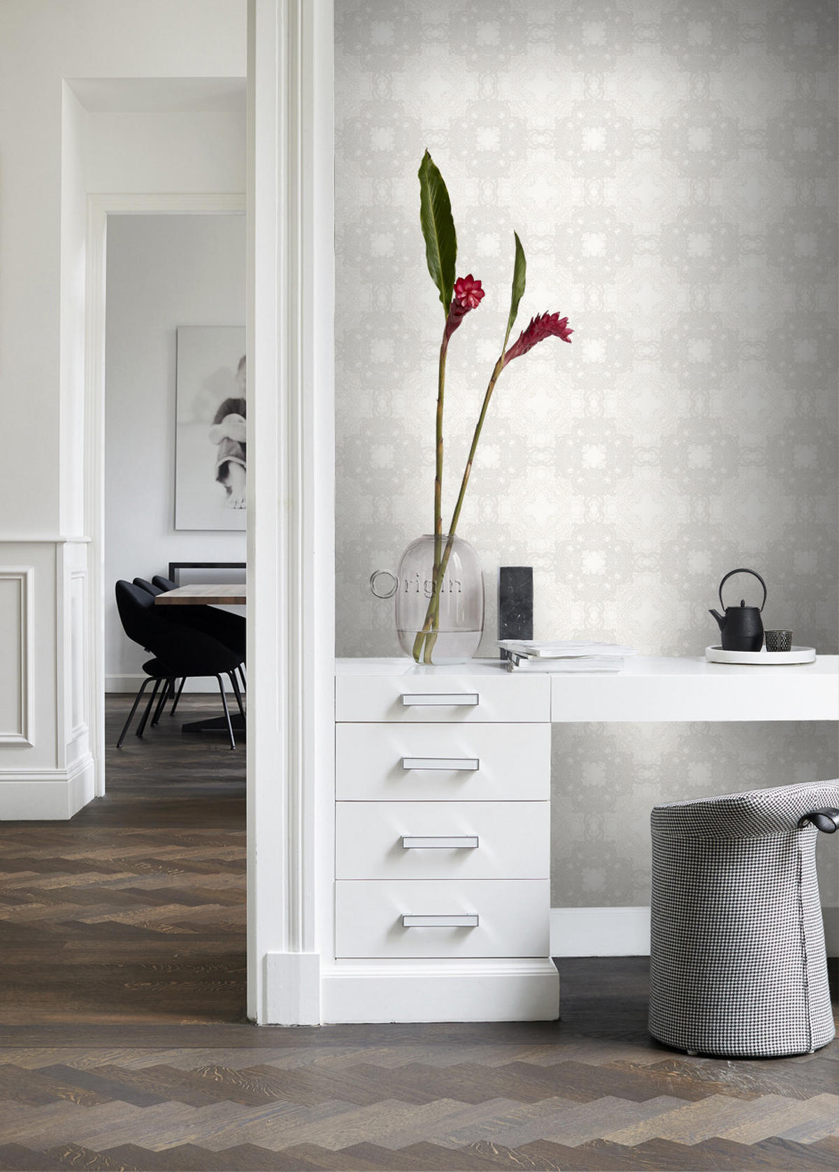TAPETE grafische Form 53 cm x 10.05 m - Weiß, Papier (53/1000cm) - Origin Wallcoverings