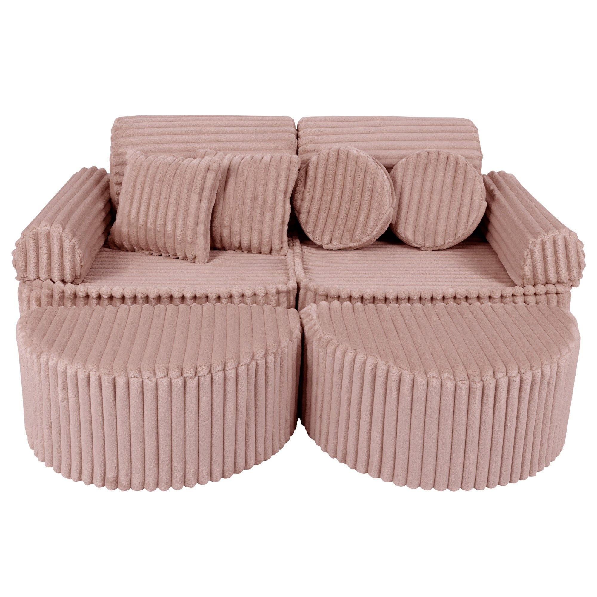 KINDERSOFA Pocket Max modular 12-tlg. aus Plüschcord in Schokorosa - Violett, Textil (120/25/60cm) - MeowBaby