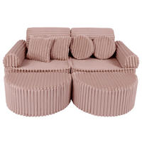 KINDERSOFA Pocket Max modular 12-tlg. aus Plüschcord in Schokorosa - Violett, Textil (120/25/60cm) - MeowBaby