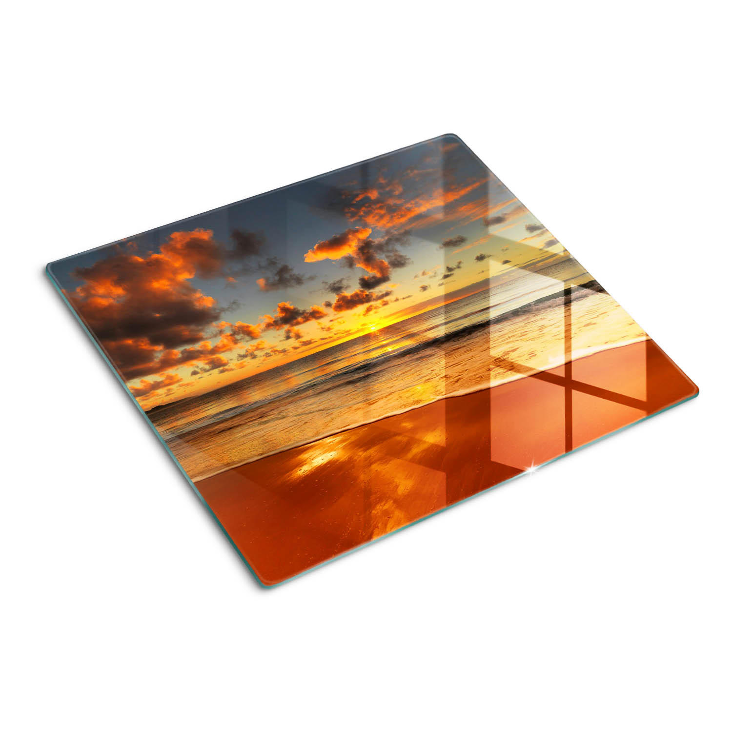 GLASPLATTE 60x52 cm Sonnenstrand - Orange, Glas (60/0.4/52cm) - TULUP