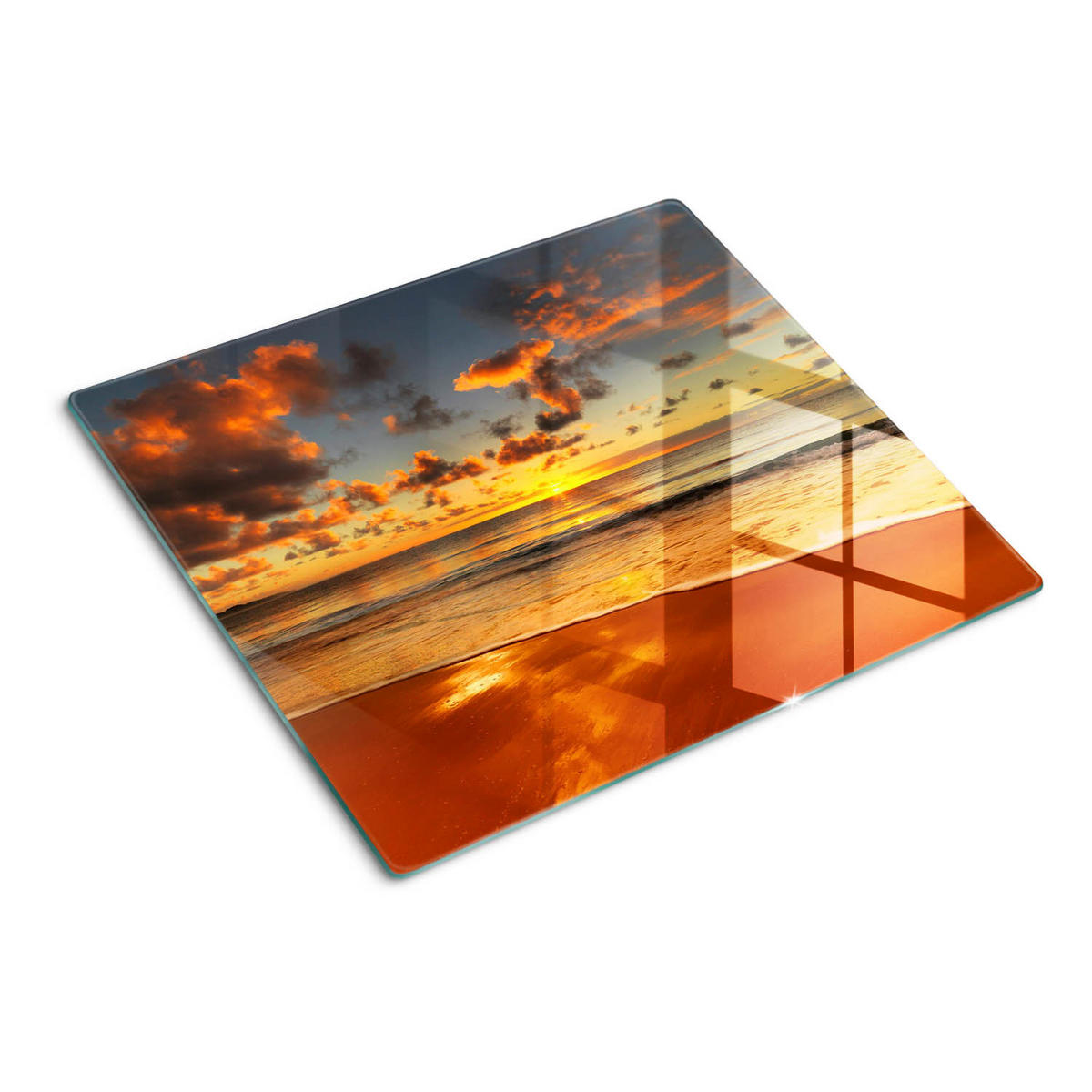 GLASPLATTE 60x52 cm Sonnenstrand - Orange, Glas (60/0.4/52cm) - TULUP