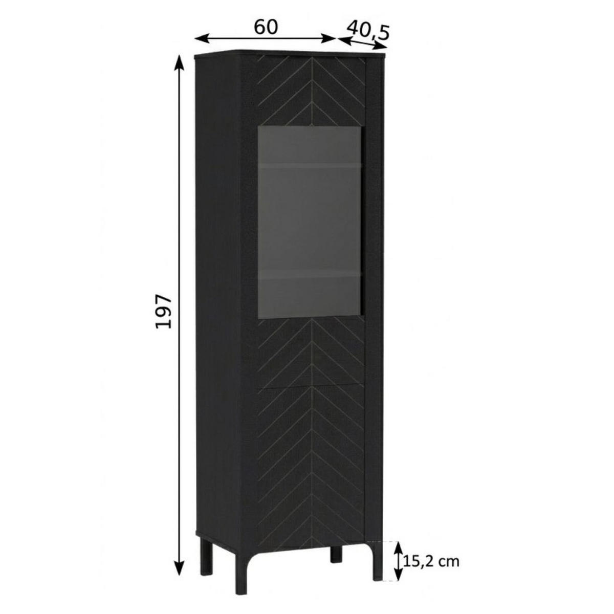VITRINE Malumi MM-4 60 x 197 x 40,5 cm Schwarz Paintflow - Schwarz, Holzwerkstoff (60/197/40.5cm) - Koseto