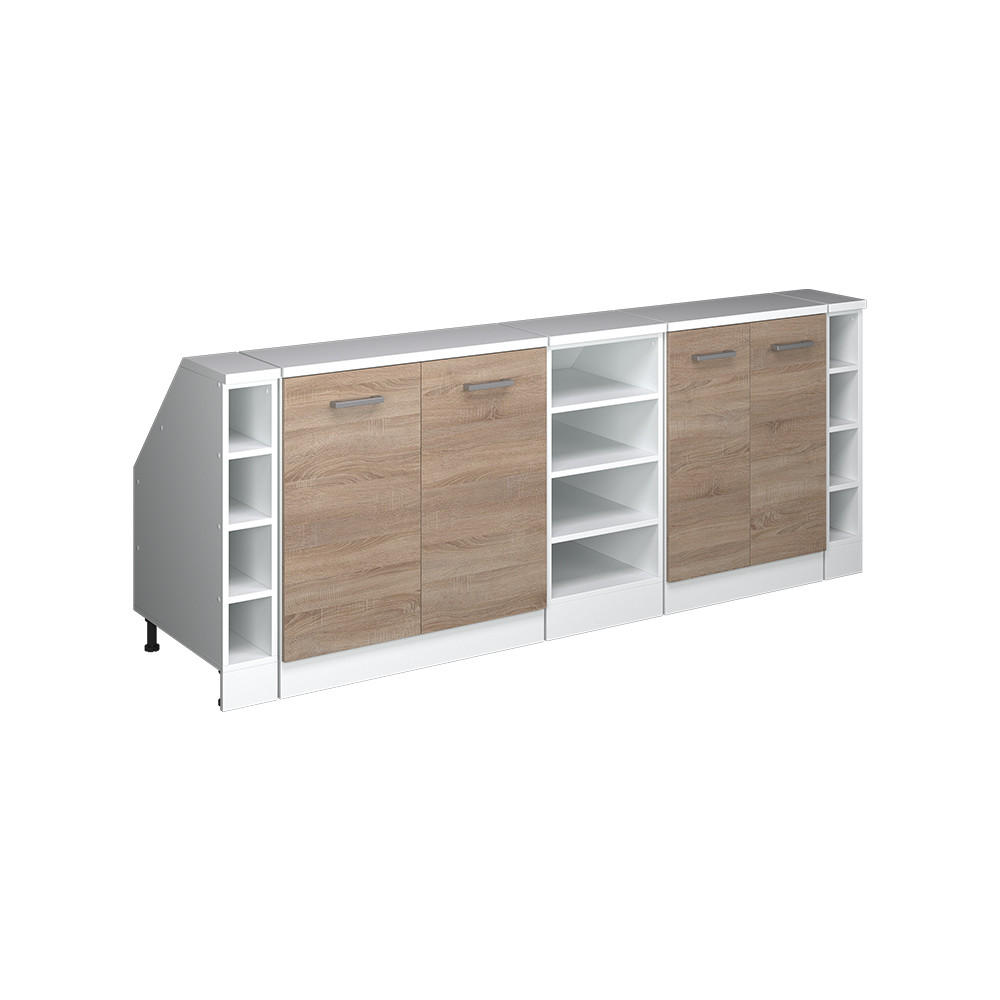 KÖKSSKÅP FÖR SLUTTANDE TAK R-Line Sonoma 210 cm Set om 5 skåpstommar 60 cm djup Sonoma ek, Vit 83.8/210/60 cm