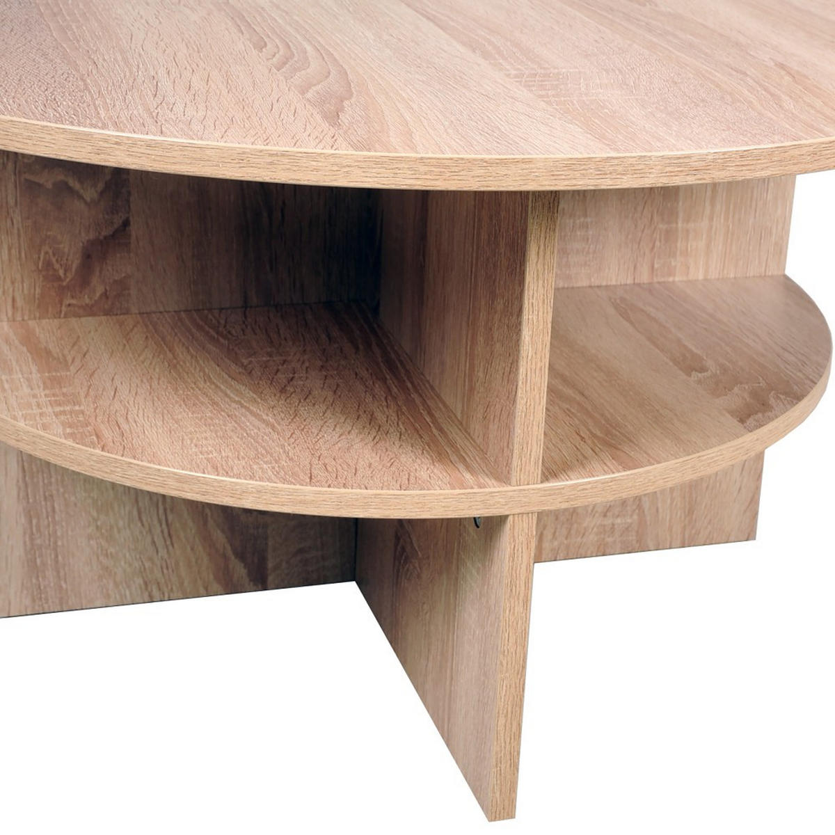 COUCHSTICH RONDO/ 2 Tischplatten durchm. 80 und 60 cm - Gebleichte Eiche Dekor - Sonoma Eiche, Holzwerkstoff (80/80/42cm) - Weber Industries