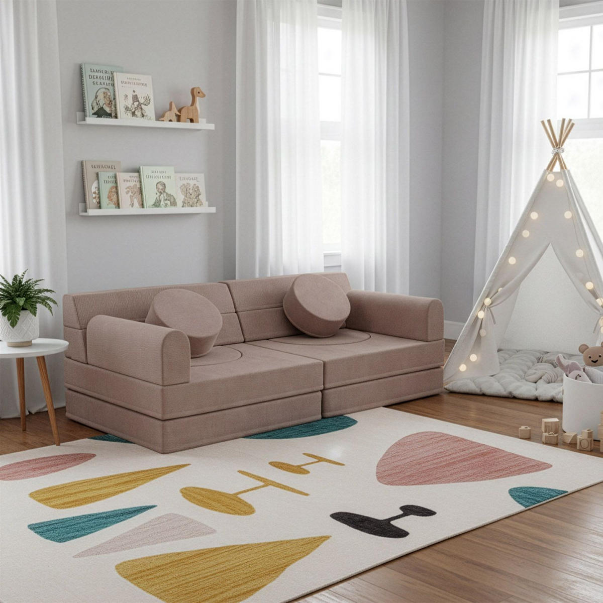 KINDERSOFA Kayo cord rosa - Rosa, Textil (150/50/75cm) - Juskys