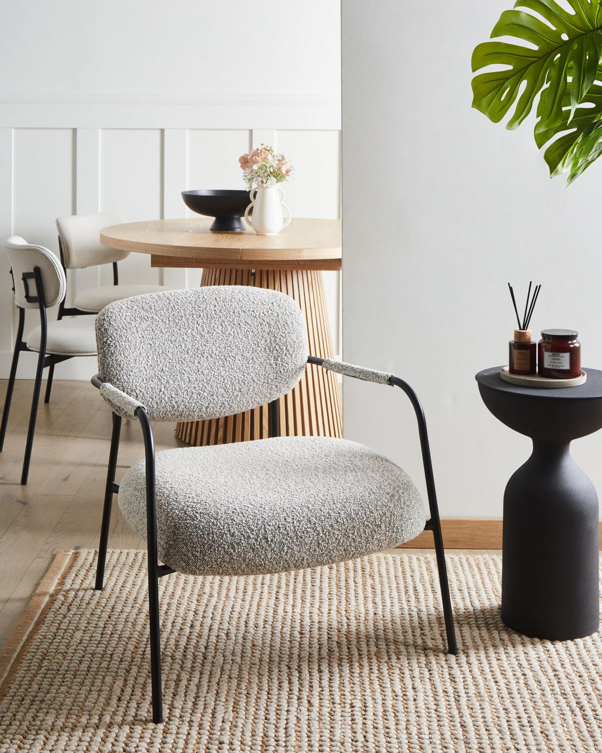 SESSEL Schwarz Ausvika - Schwarz/Weiß, Textil (70/74/71cm) - Beliani