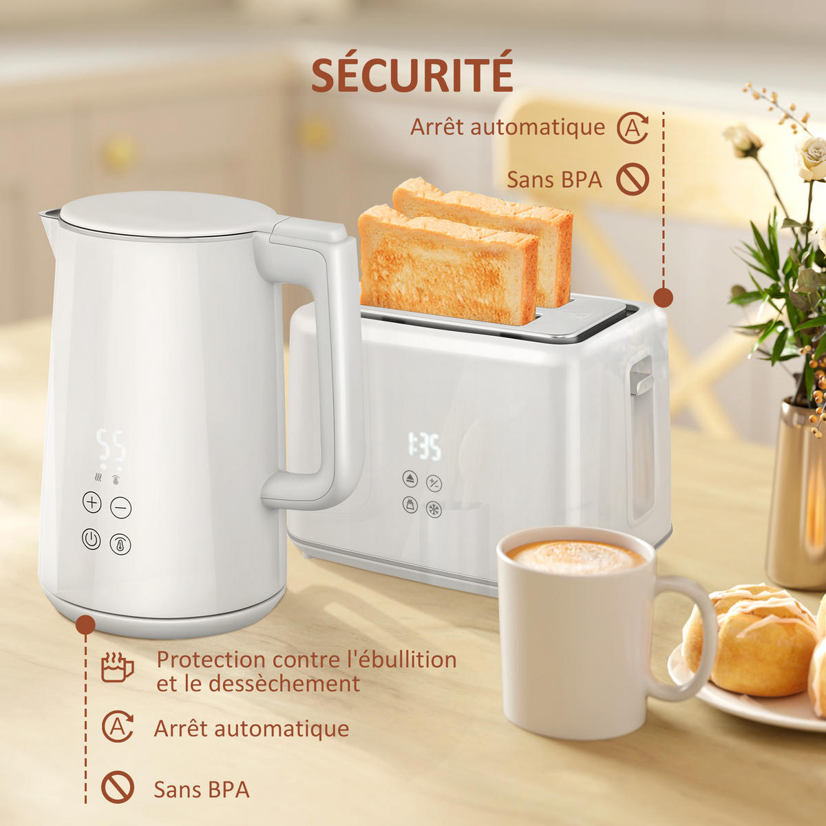 WASSERKOCHER-TOASTER-SET DE-17447 Creme - Creme, Metall (15.5/25.1/21.5cm) - ComfortXL