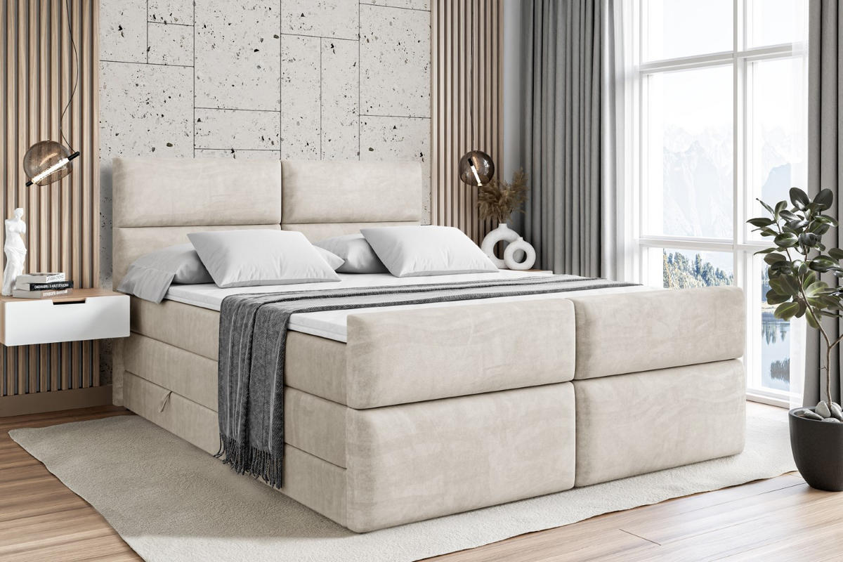 BOXSPRINGBETT BOXI3-Z KING - 120x200 - H3/H4 - Creme - Creme, Holzwerkstoff (120/200cm) - ALTDECOR