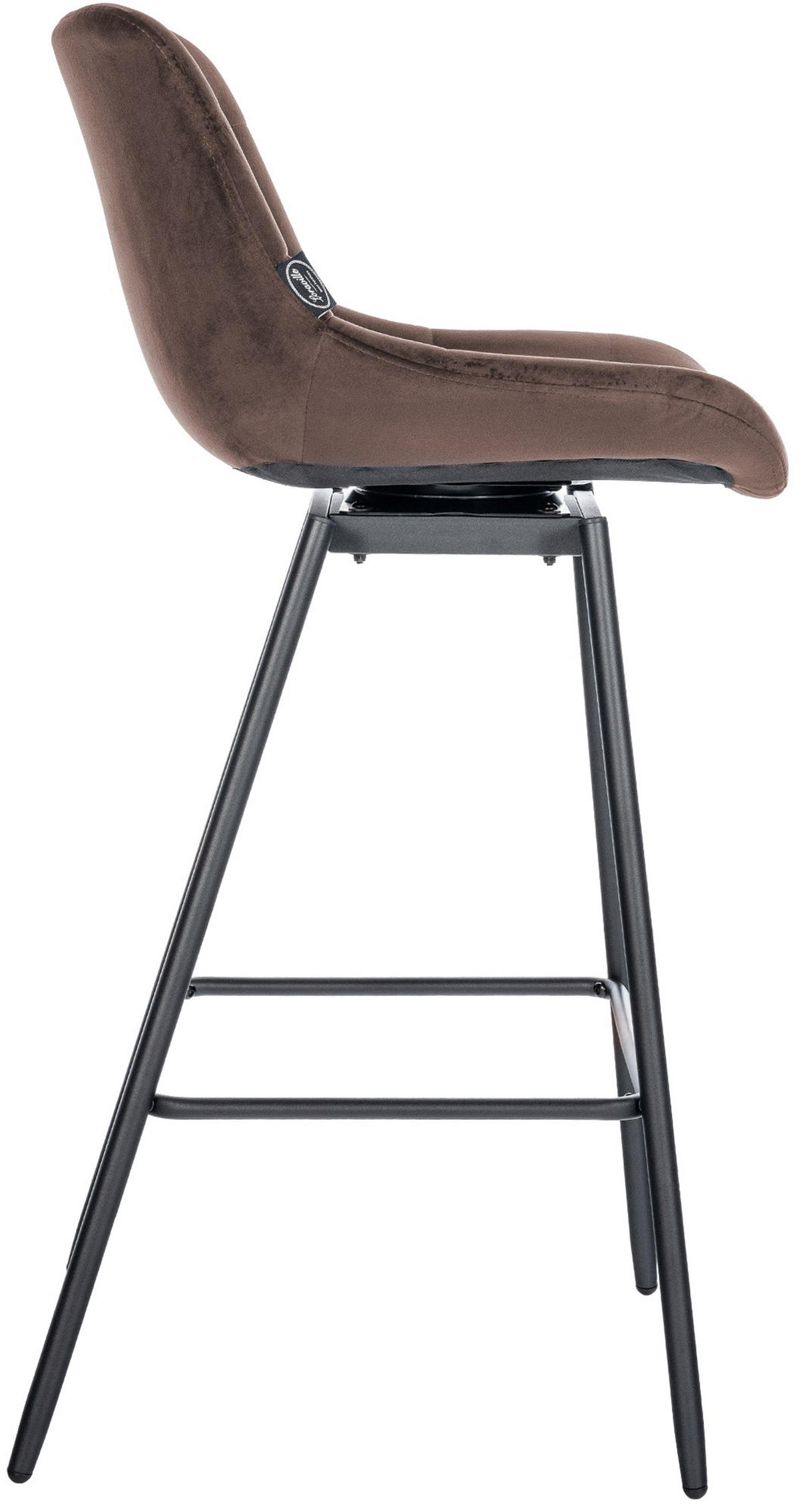 BARHOCKER Welton Schwenkbar Samt braun - Schwarz/Braun, Textil/Metall (49/105/56cm) - TPFLiving