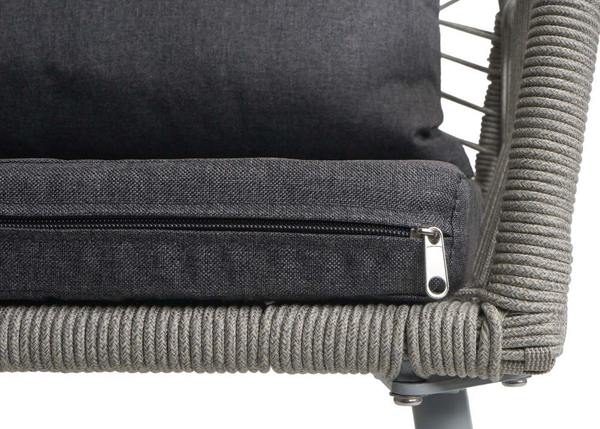 GARTENSTUHL 2er-Set 81x54x62cm Aluminium Seilgeflecht Rope Grau - Dunkelgrau, Metall (54/81/62cm) - PROREGAL