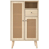 KOMMODE 60/40/101 cm aus Spanplatte mit 2 Rattantüren und Schublade Eichefarben - Eichefarben, Holzwerkstoff (60/101/40cm) - Modenvie