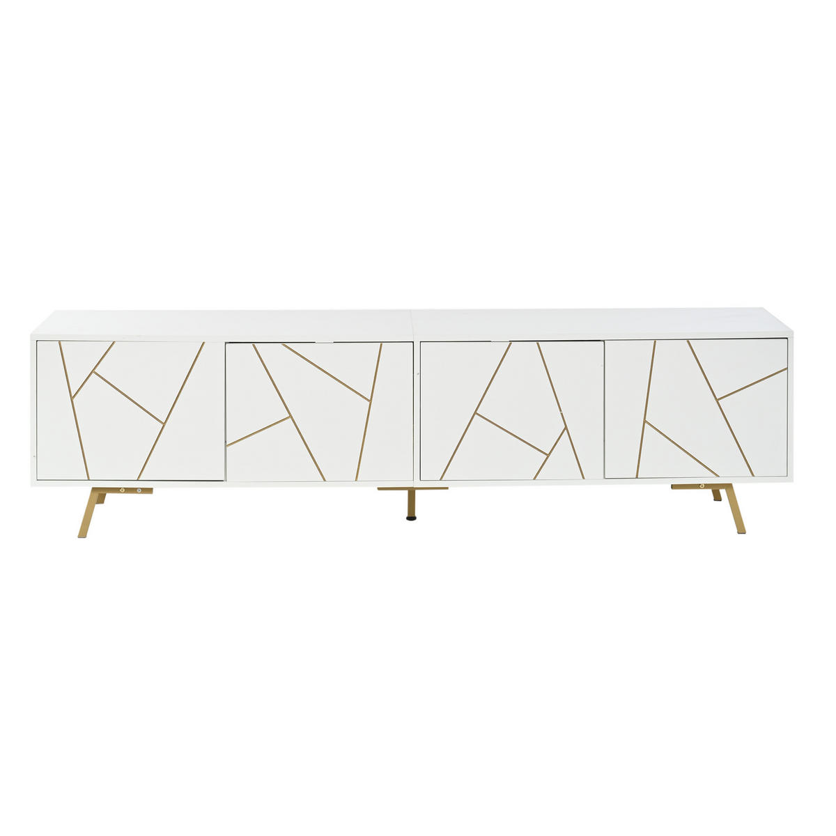 LOWBOARD TV-Board mit Goldakzenten & Stauraum, Weiß, Einheitsgröße / Spanplatte + Metall - Goldfarben/Weiß, Glas/Holzwerkstoff (190/51.5/40cm) - EVRYAE