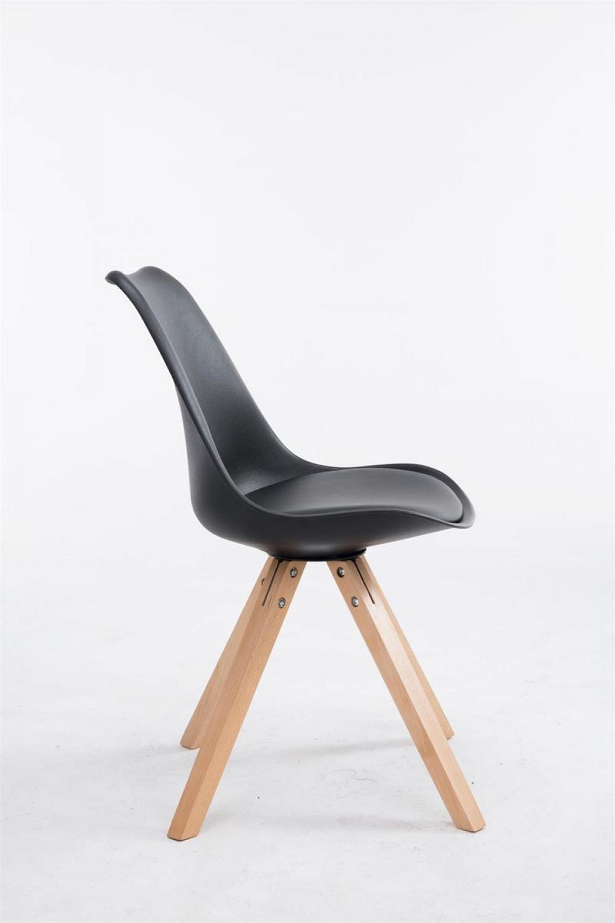 STUHL Lederlook schwarz - Eukalyptusholzfarben/Schwarz, Holz/Textil (47.5/83/55.5cm) - CLP