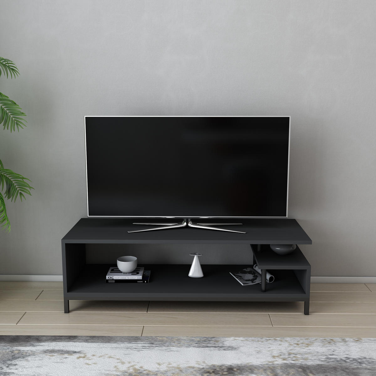 TV-LOWBOARD Reilly Schwarz-Anthrazit - Anthrazit/Schwarz, Holzwerkstoff (120/38/45cm) - Decorotika