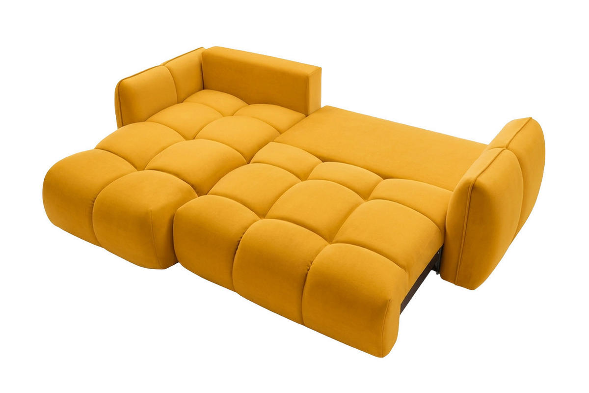 ECKSOFA L-Form Mit Schlaffunktion, Veloursstoff Bluvel, Golden, Links, BELVEDER L - Goldfarben, Holz (250/168cm) - Kaiser Möbel
