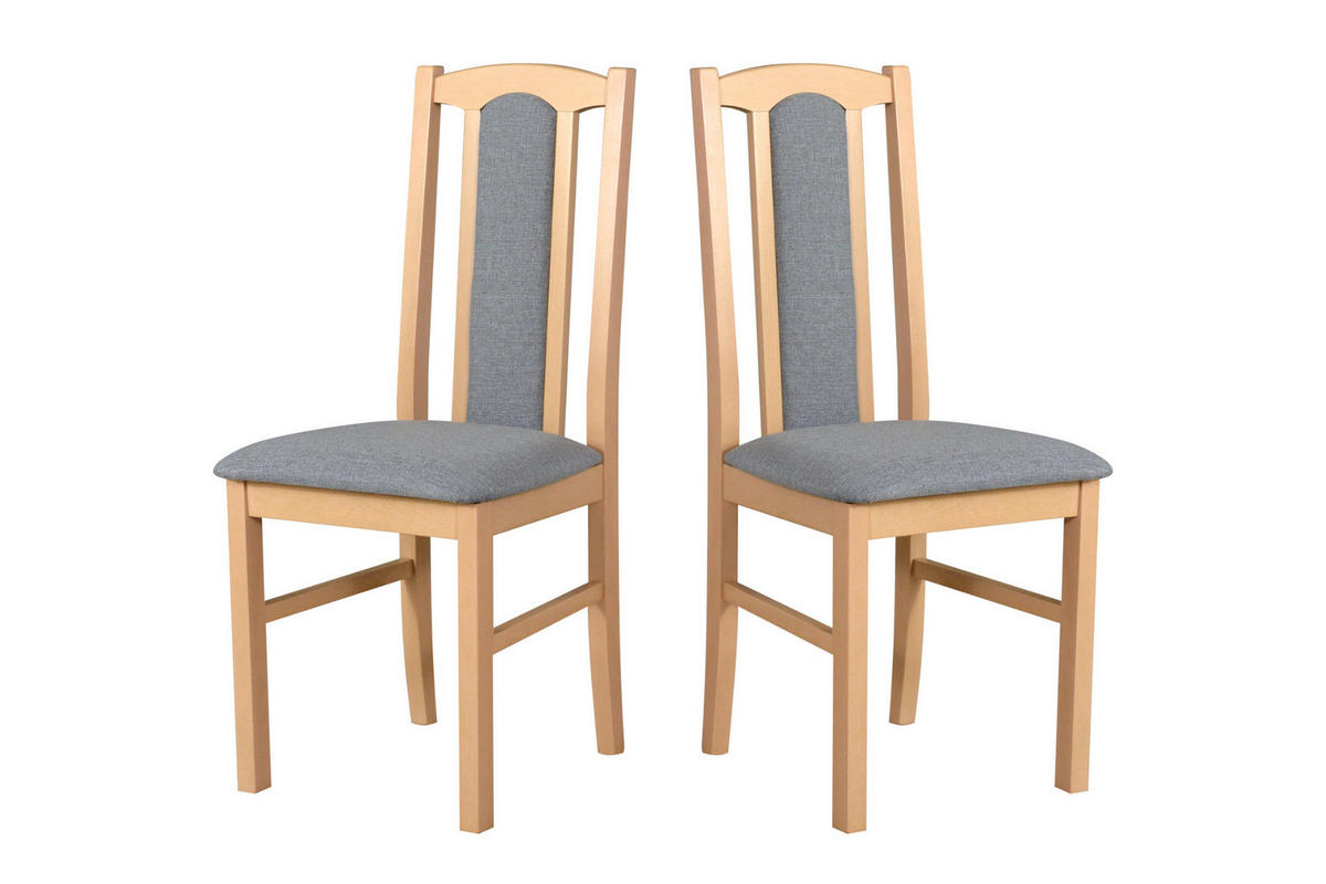 ESSZIMMERSTUHL - Set 2x Bos 7 sonoma, hygge 91 - Grau/Sonoma Eiche, Holz (43/96/40cm) - Leaf Design