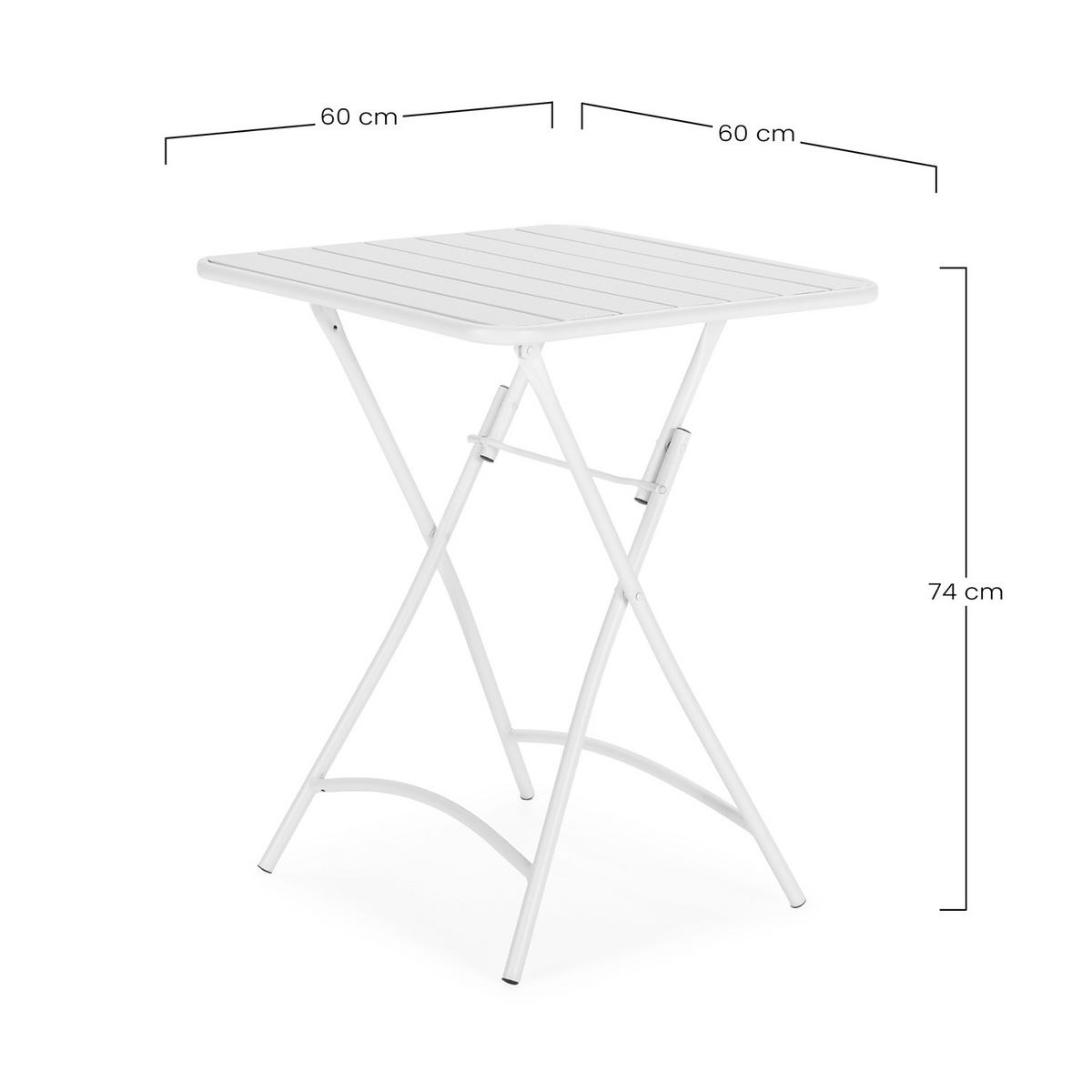 GARTENKLAPPTISCH Perla 60/60/74 cm Metall - Weiß, Metall (60/60/74cm) - VS Venta-stock