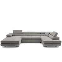 ECKSOFA U-Form WILD U Rechts mit Schlaffunktion 130x260 Chenille Grau - Silberfarben/Grau, Holz/Textil (350/90/203cm) - Muffo
