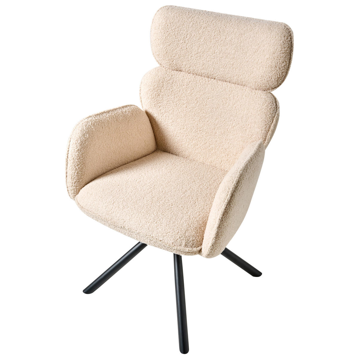 ESSZIMMERSTUHL drehbar Bouclé Hellbeige Alene - Beige, Textil (60/93/68cm) - Beliani
