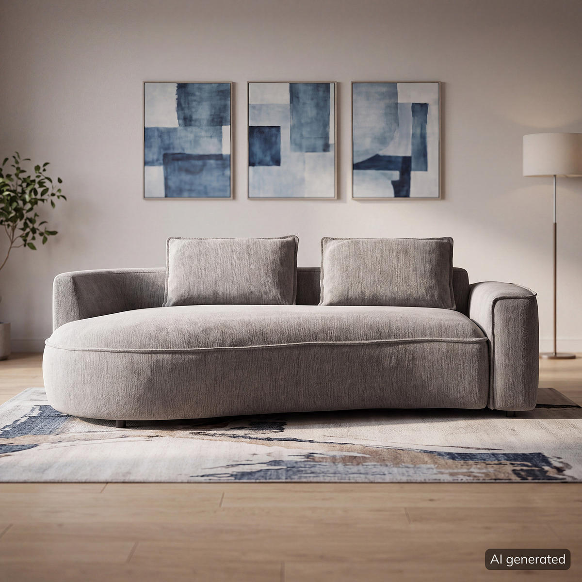 2,5-SITZER SOFA - Hellgrau/Schwarz, Kunststoff/Textil (217/82/146cm) - home24