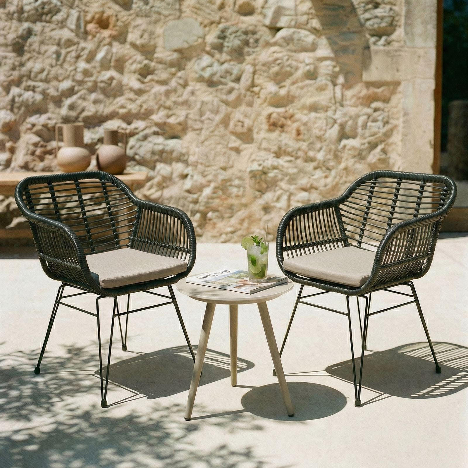 GARTENSTUHL PARAMO 2ER-SET - Schwarz, Textil/Metall (57/81/63cm) - IDIMEX