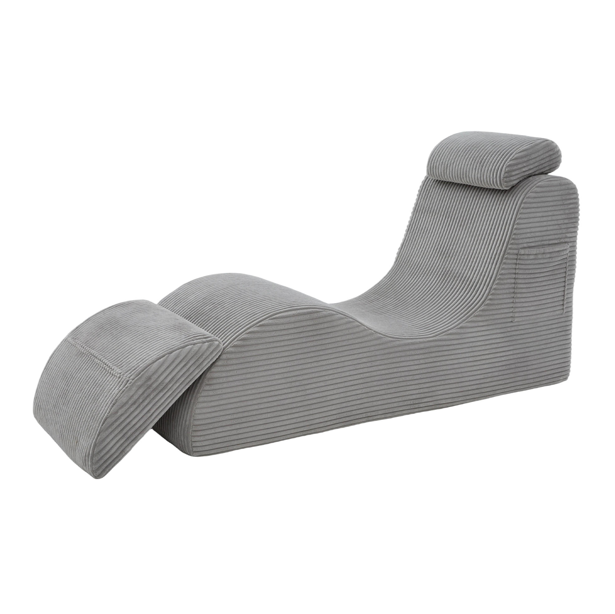 SESSEL ergonomisch 160 x 66 x 90 cm Corduroy Light Gray - Hellgrau, Kunststoff (66/90/160cm) - Beauniv