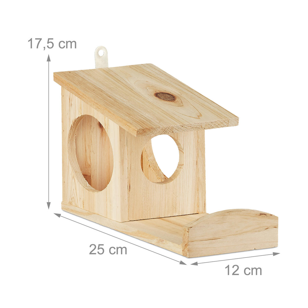 EICHHÖRNCHEN Futterhaus - Hellbraun, Holz (12/17.5/25cm) - Relaxdays