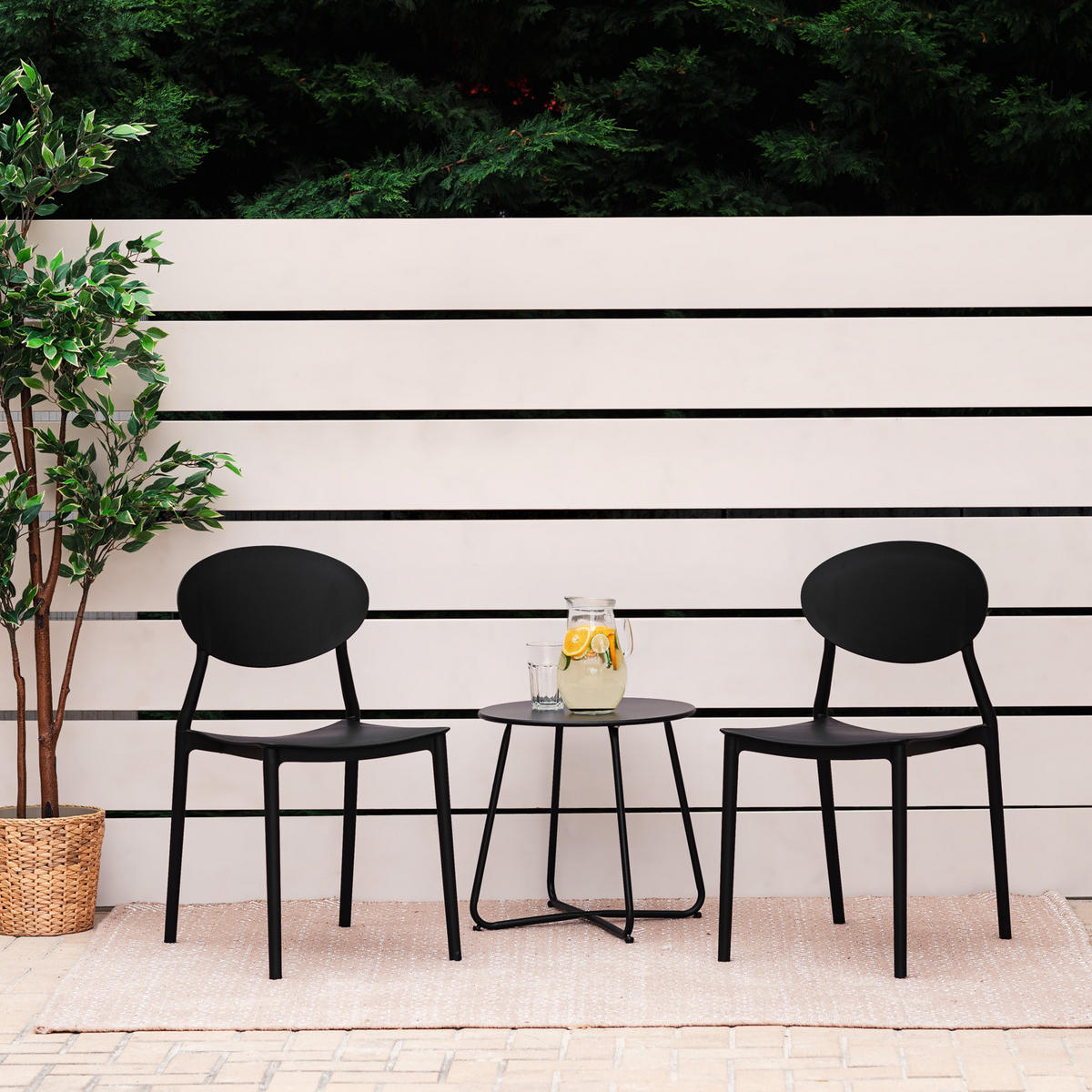 GARTENSTUHL 4er-Set Kunststoff Schwarz - Schwarz, Kunststoff (41/80/51cm) - Homestyle4u