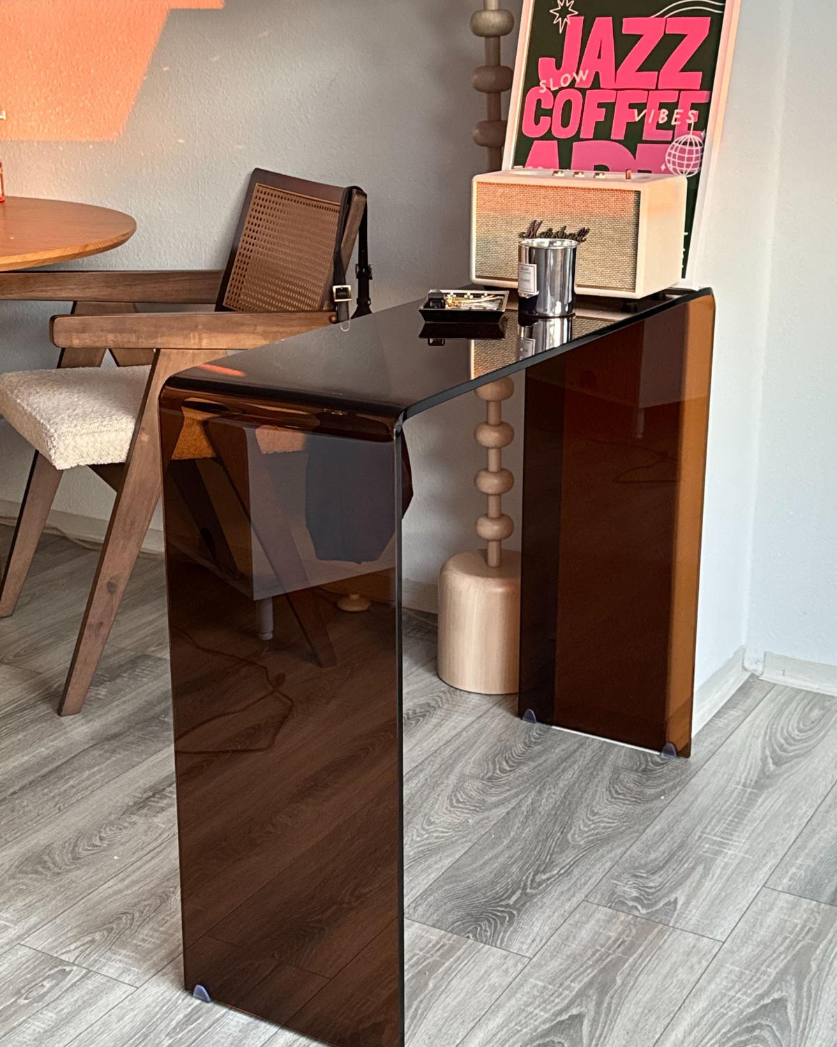 KONZOLOVÝ STOLEK Bezpečnostní sklo Hnědý Kendall - hnědá, sklo (90/75/30cm) - Beliani