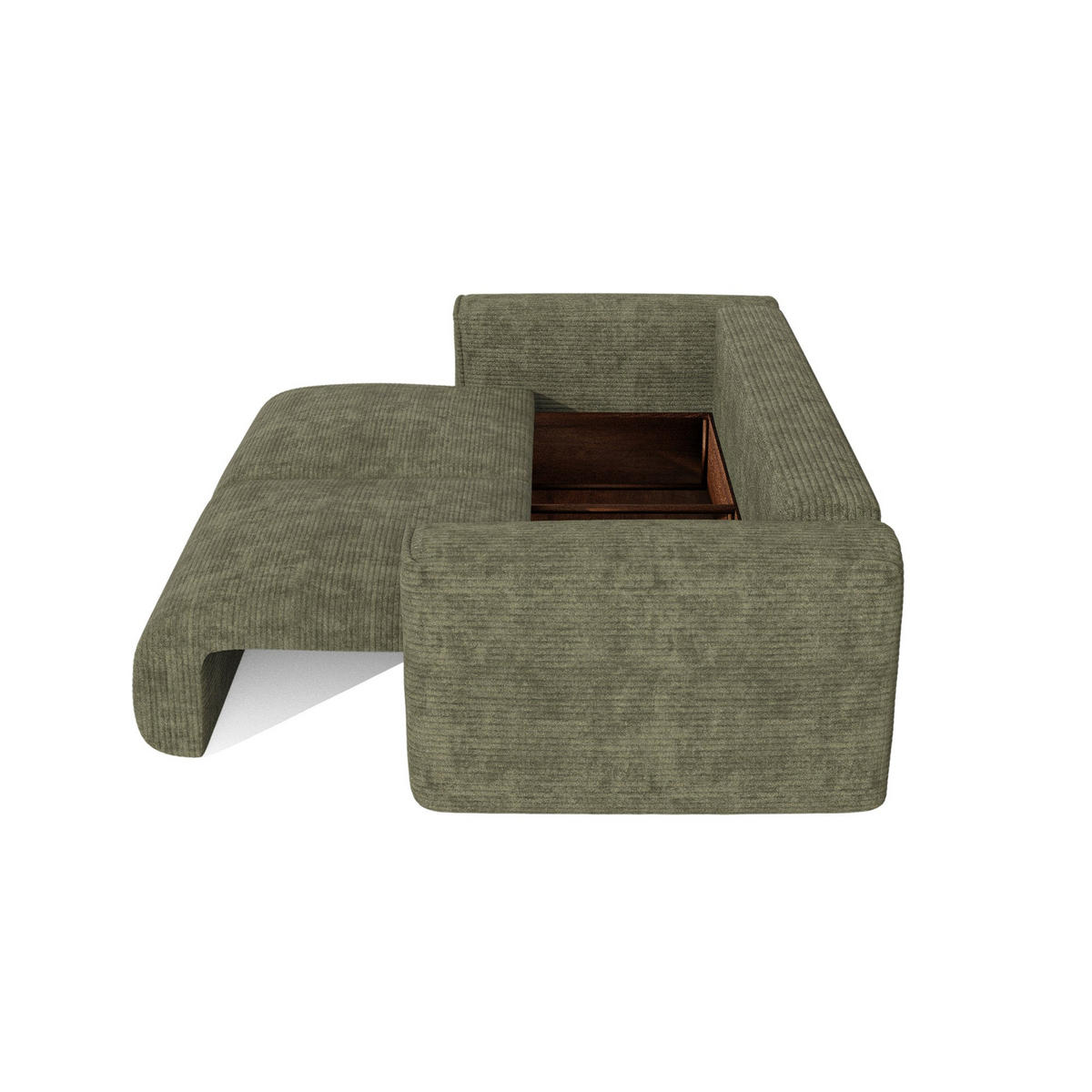 SCHLAFSOFA mit Stauraum COMO Cord Olivgrün 254cm - Olivgrün/Grün, Textil (254/78/95cm) - Premium Interiors