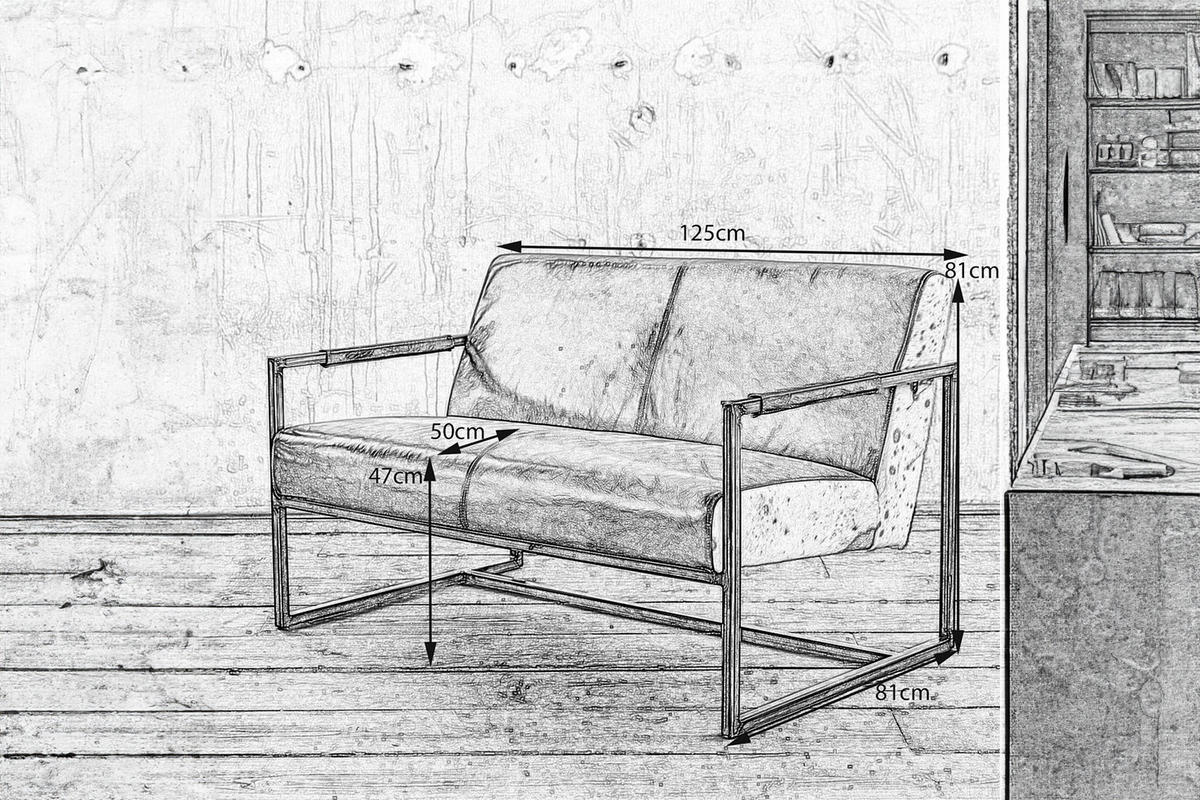 SOFA LIANO Braun Leder - Dunkelbraun/Schwarz, Leder (125/81/81cm) - KAWOLA