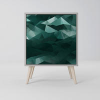 SIDEBOARD POLYGONAL FLOATING, Grau, 57,5x42x77,5 cm, Schräge Buchenholzfüße - Buchefarben/Multicolor, Holzwerkstoff/Buchenholz (57.5/77.5/42cm) - SpaceRebels