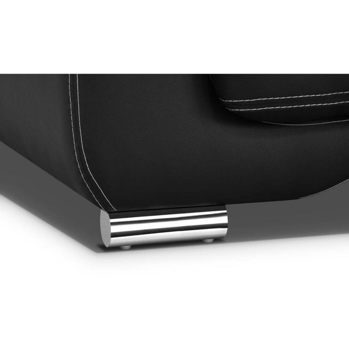 SOFA 2-SITZER Omega schwarz - Chromfarben/Schwarz, Leder/Metall (185/88/98cm) - Beautysofa
