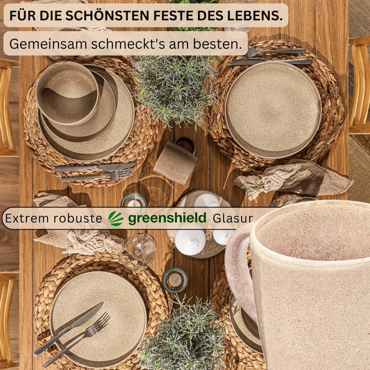 KAFFEEBECHER SET KAIRO MOCHA - 6 aus Steingut - Beige, Keramik (0.4L) - Sänger