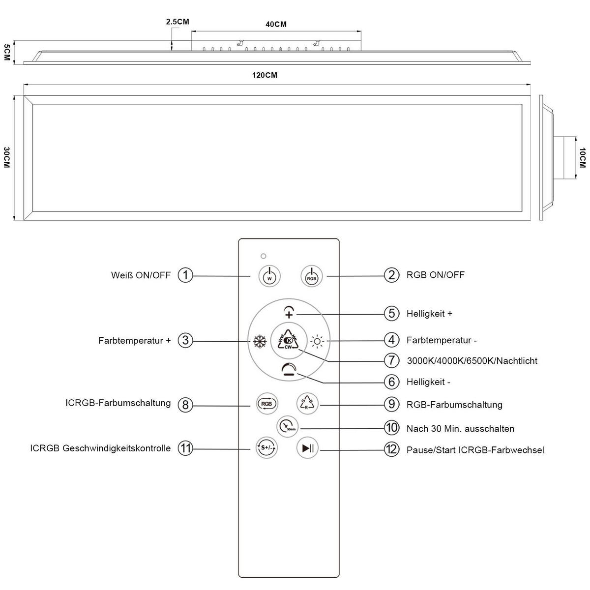 LED-DECKENLEUCHTE Lucido 119.5/29.5/5.6cm - Weiß, Metall (29.5/119.5/5.6cm) - Nettlife