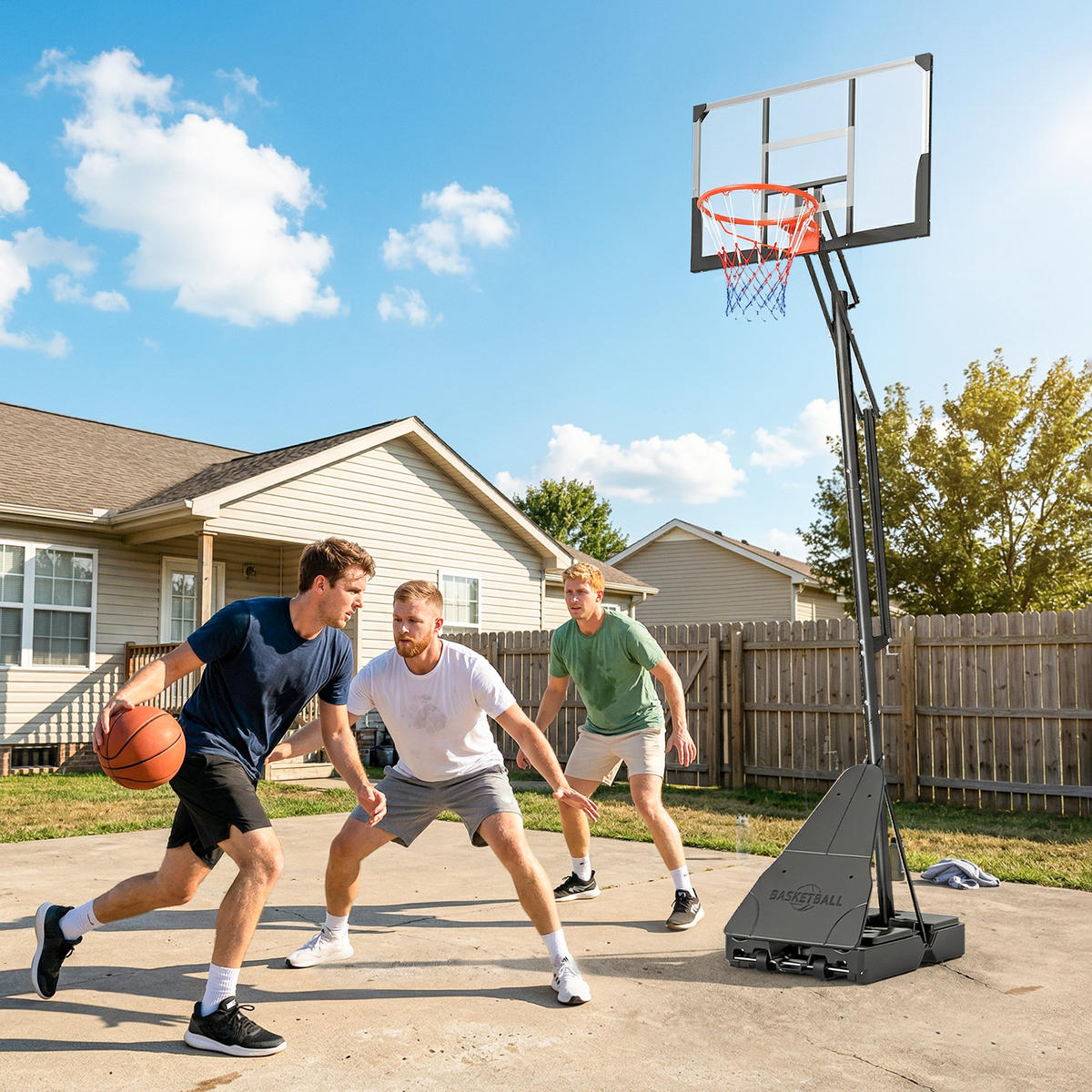 BASKETBALLKORB DE-10540 höhenverstellbar 2,45-3,05 m Schwarz - Schwarz, Metall (120/120cm) - ComfortXL