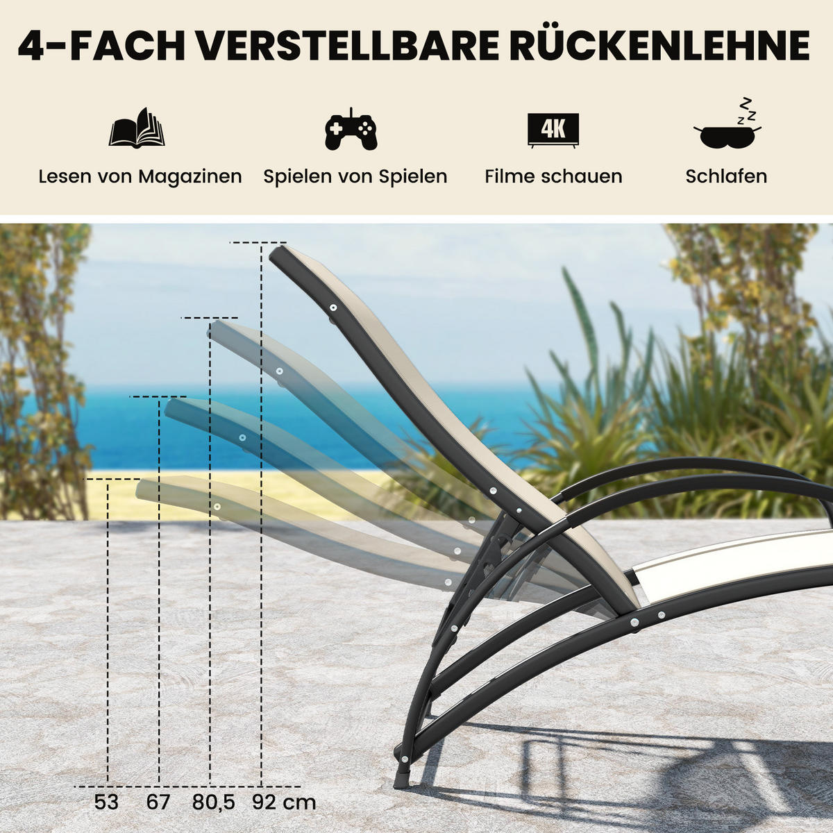SCHAUKELSTUHL Beige - Beige, Metall (123/53/62cm) - COSTWAY