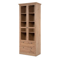 VITRINE Eiche Artisan 80 cm Landhaus, Vitrinenschrank mit viel Stauraum - Eichefarben/Silberfarben, Holzwerkstoff/Metall (80/200/39cm) - Furn.Design