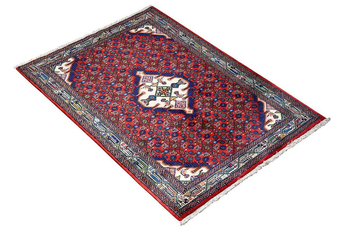 ORIENTTEPPICH handgeknüpft Assadabad Rot 152/106 cm Schurwolle - Rot, Textil (106/152cm) - Looma