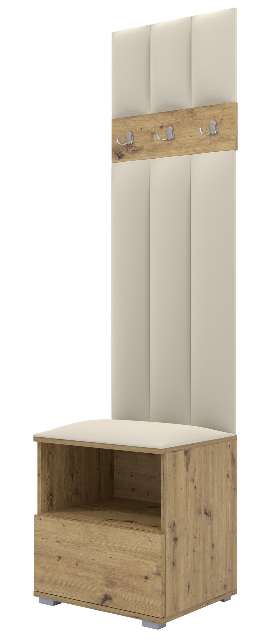 Ravio Gepolstert Eiche Artisan, Creme 50x187x40 cm