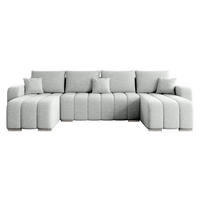 WOHNLANDSCHAFT Pufetto U Boucle - Silberfarben/Hellgrau, Holz/Textil (313/86/147cm) - MIRJAN24