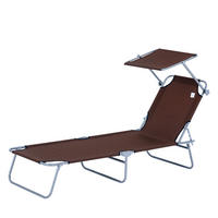SONNENLIEGE DE-07707 klappbar, mit Sonnenschutz, 4-fach verstellbar Braun - Braun, Metall (58/36/187cm) - ComfortXL