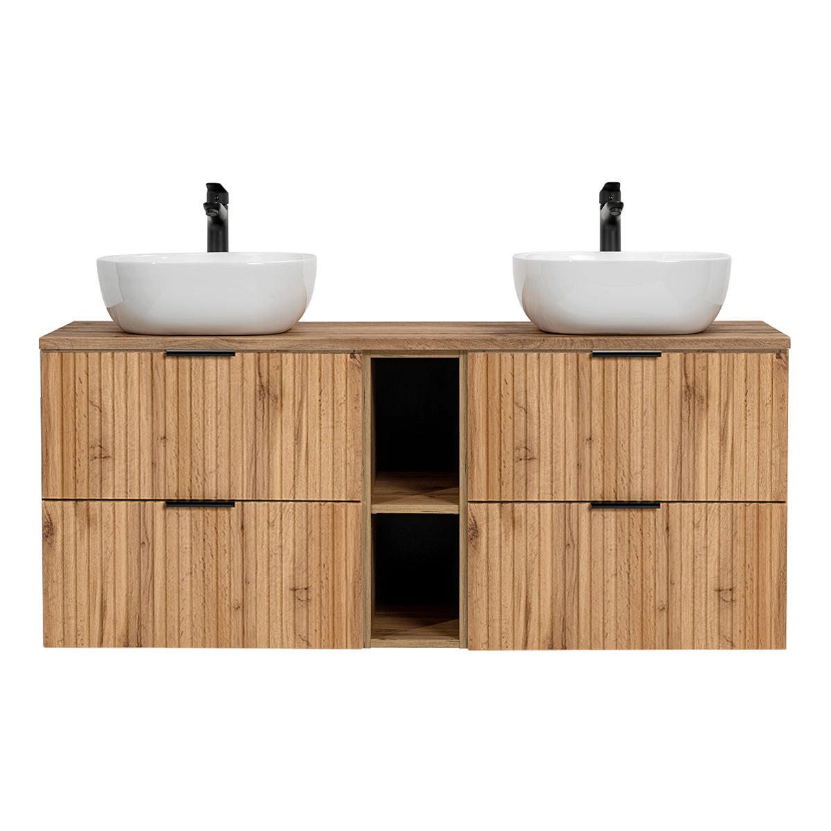 DOPPELWASCHTISCH 140.8cm Adriel Holz - Braun, Holzwerkstoff (140.8/59/46cm) - Petits-meubles