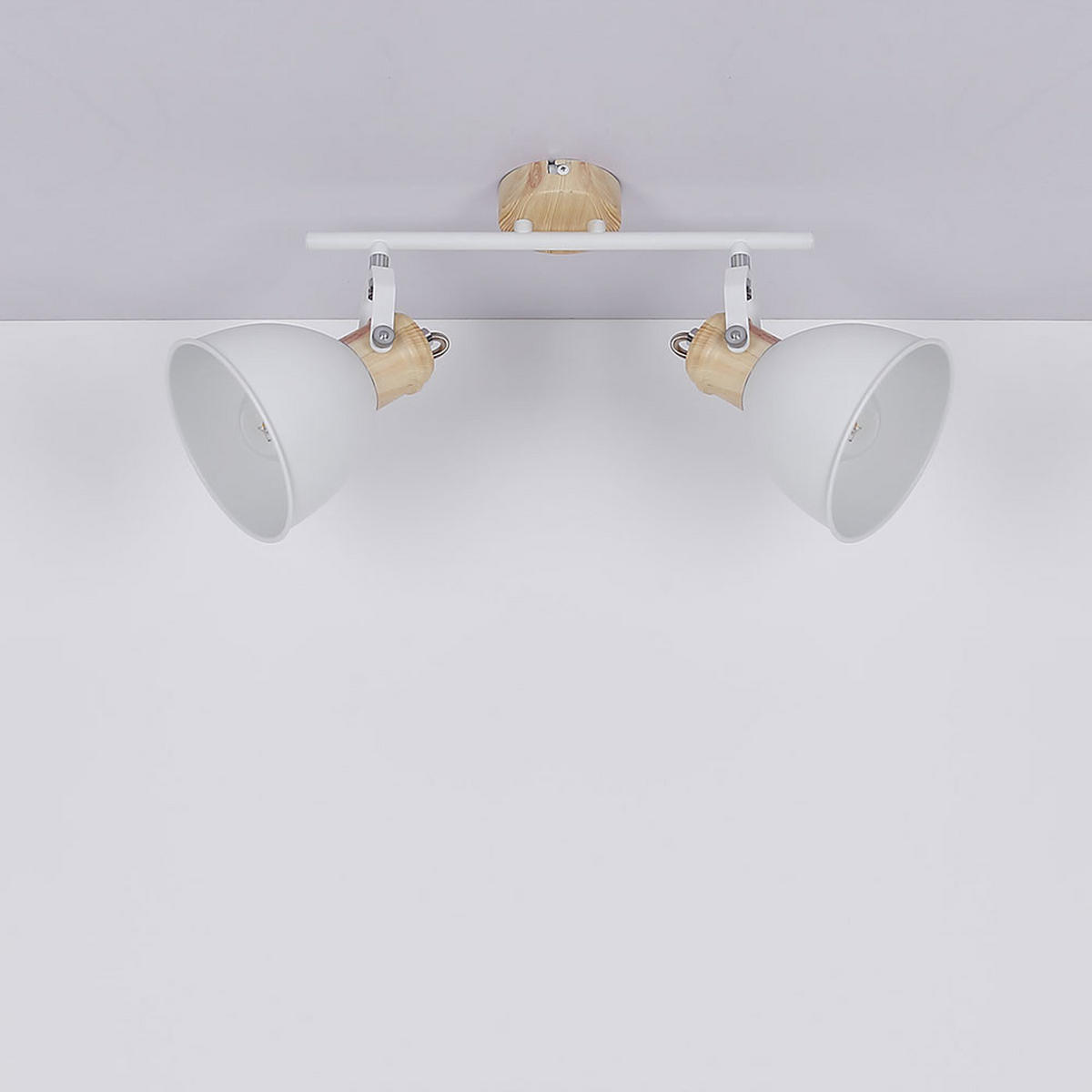 LED DECKENLEUCHTE Holz-Optik Weiß 2-Flammig - Weiß, Holz (35/15/21.5cm) - Globo Lighting