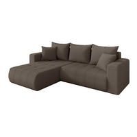 ROHOVÁ SEDAČKA s funkcí spaní, otoman vlevo MILA-L 277x194x86 hnědá bouclé - černá/hnědá, kompozitní dřevo/textil (277/194cm) - ALTDECOR
