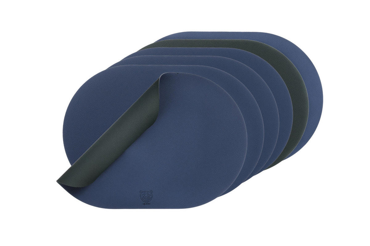 TISCHSET - 6er-Set - Recyceltes Leder in Nachtblau und Anthrazitgrau - Blau, Textil (30/44.5cm) - Björn