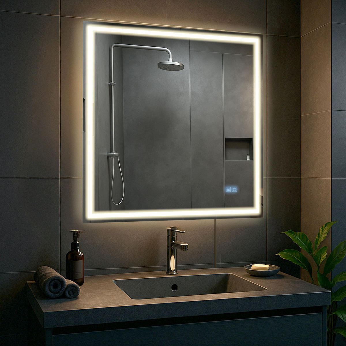 WANDSPIEGEL eckig 80/4/80 cm Glas Klarglas - Klar, Glas (80/80/4cm) - CLP